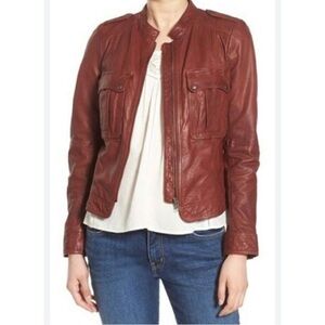 Hinge Nordstrom Burgundy Leather Moto Jacket L